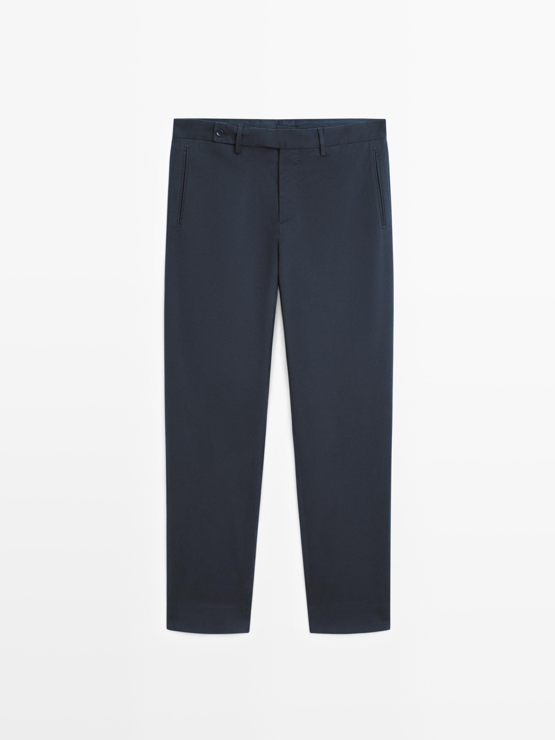 Cotton blend twill trousers